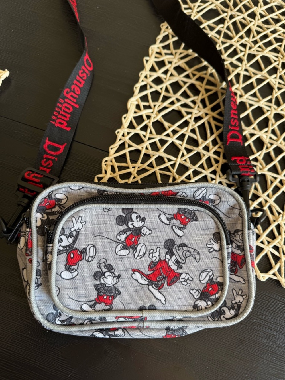 Disney Mickey Mouse Crossbody or Fanny Bag - Gray with Red Accents